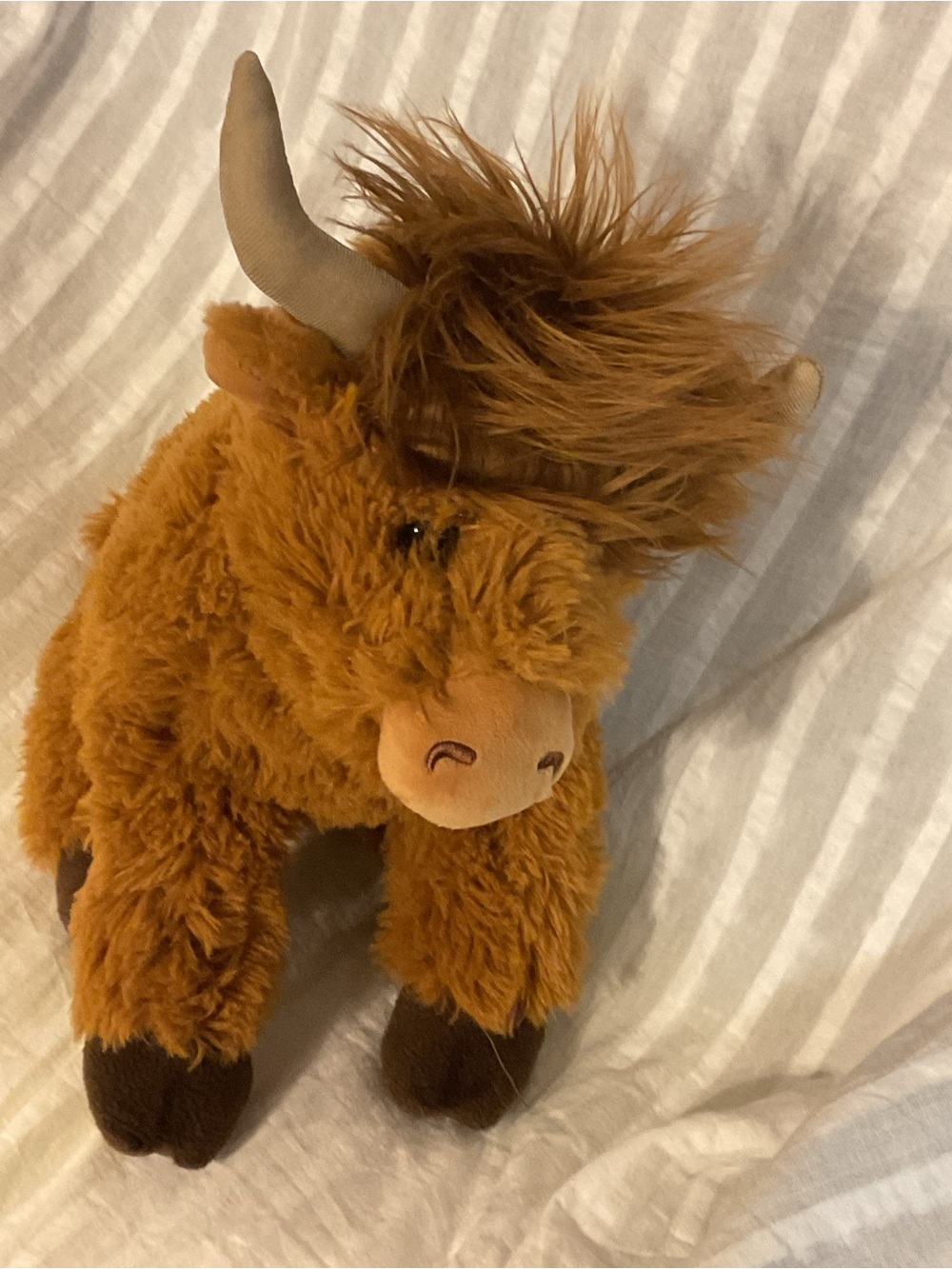 VTG. 1994 HIGHLAND COW PLUSH TOY BY PETTING ZOO BUSHY MANE CURVED HORNS